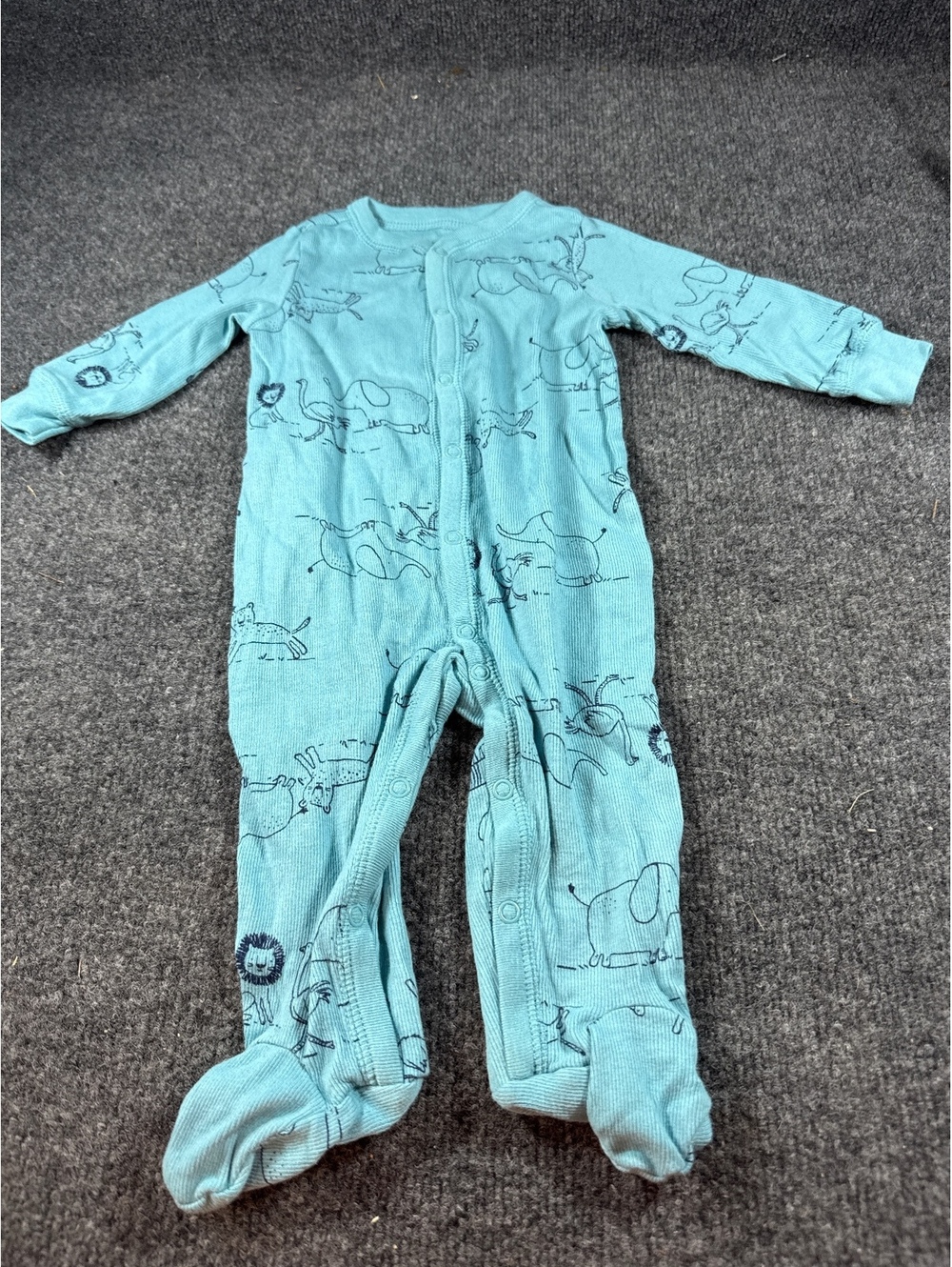 Carter’s Baby 6M Aqua Blue Animal Print Footed Sleeper Snap One Piece